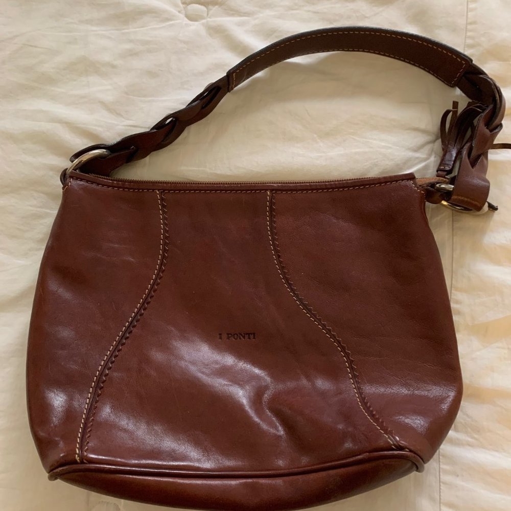 I Ponti Squared Auburn Leather Clutch